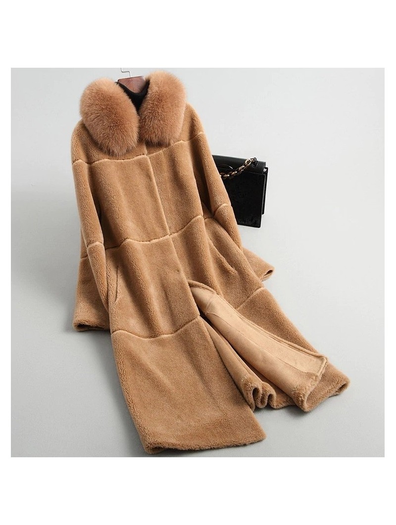 Vlněný Abby kabát z ovčí vlny s liškou