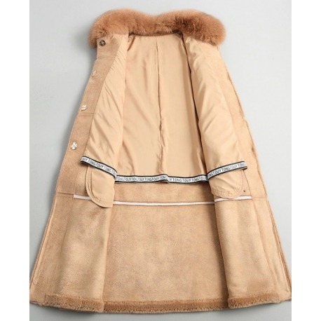 Vlněný Abby kabát z ovčí vlny s liškou