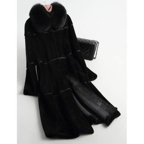 Vlněný Abby kabát z ovčí vlny s liškou