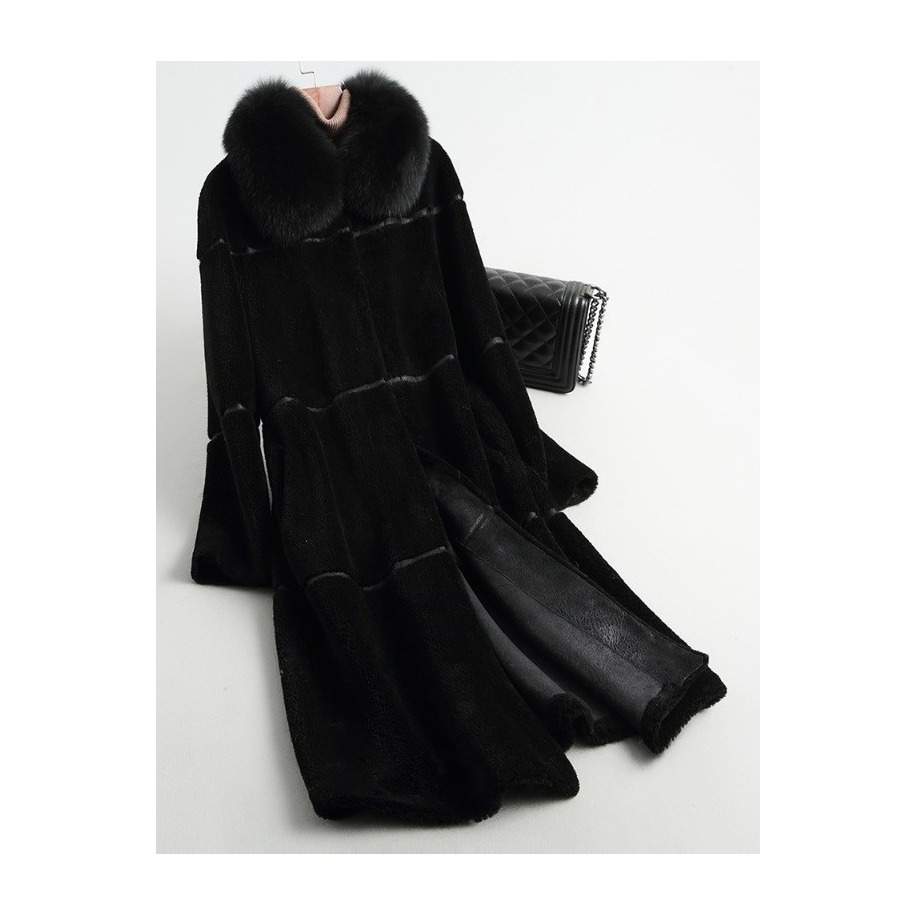 Vlněný Abby kabát z ovčí vlny s liškou